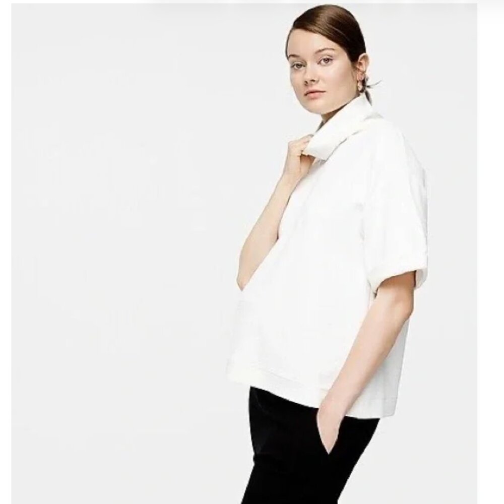 Hatch J Crew Maternity L/XL Size 3 Off White Cream Short Sleeve Double Knit Top